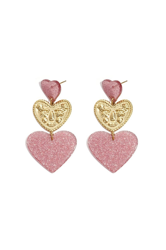 Statement oorbellen met glitter hartjesRojaluxe