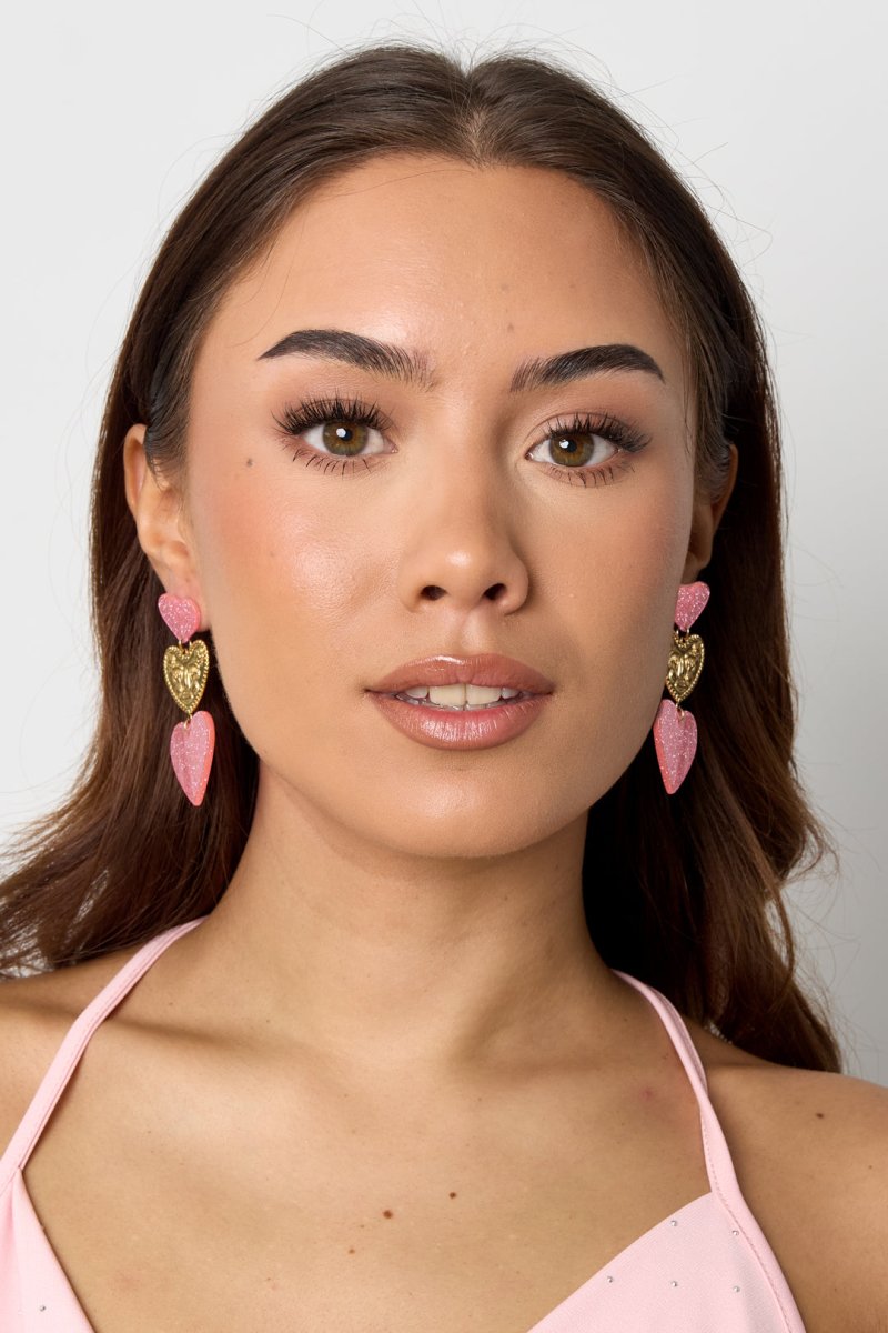 Statement oorbellen met glitter hartjesRojaluxe