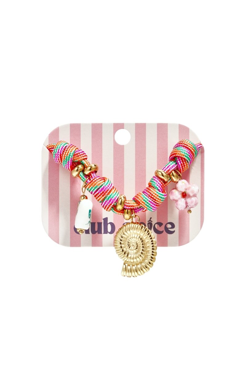 Touw armband met knopen en schelp charmsRojaluxe