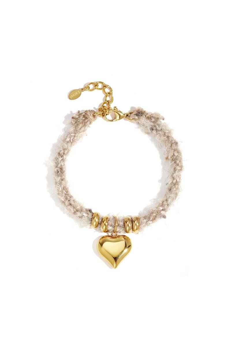 Touw Armband met Stainless Steel Hartbedel - 2 kleurenRojaluxe