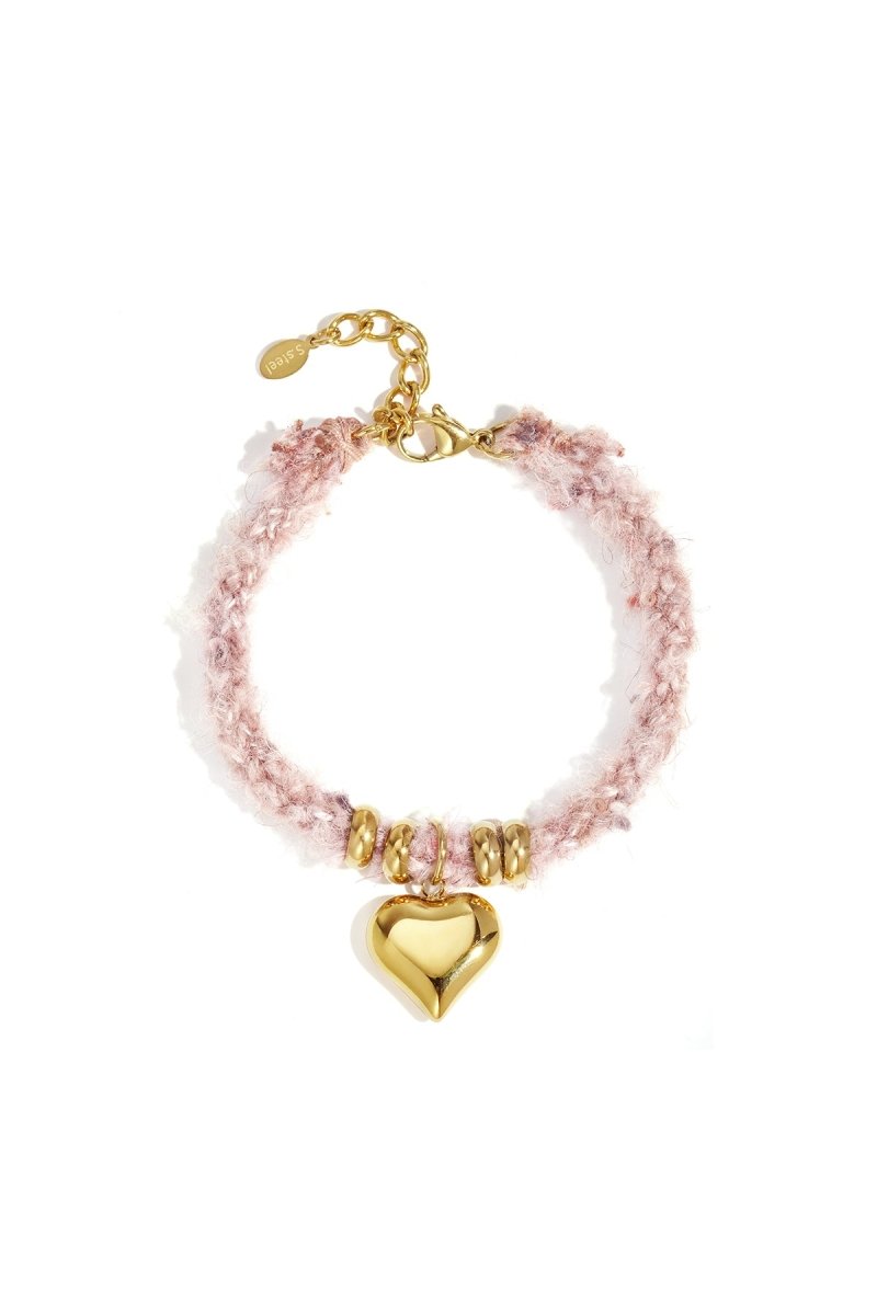 Touw Armband met Stainless Steel Hartbedel - 2 kleurenRojaluxe