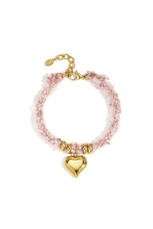 Touw Armband met Stainless Steel Hartbedel - 2 kleurenRojaluxe
