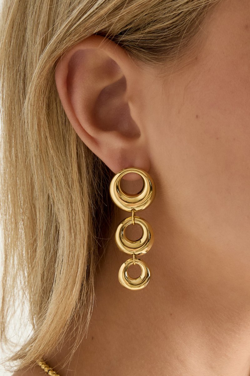 Triple Circle Dangle Oorbellen - 2 kleurenRojaluxe