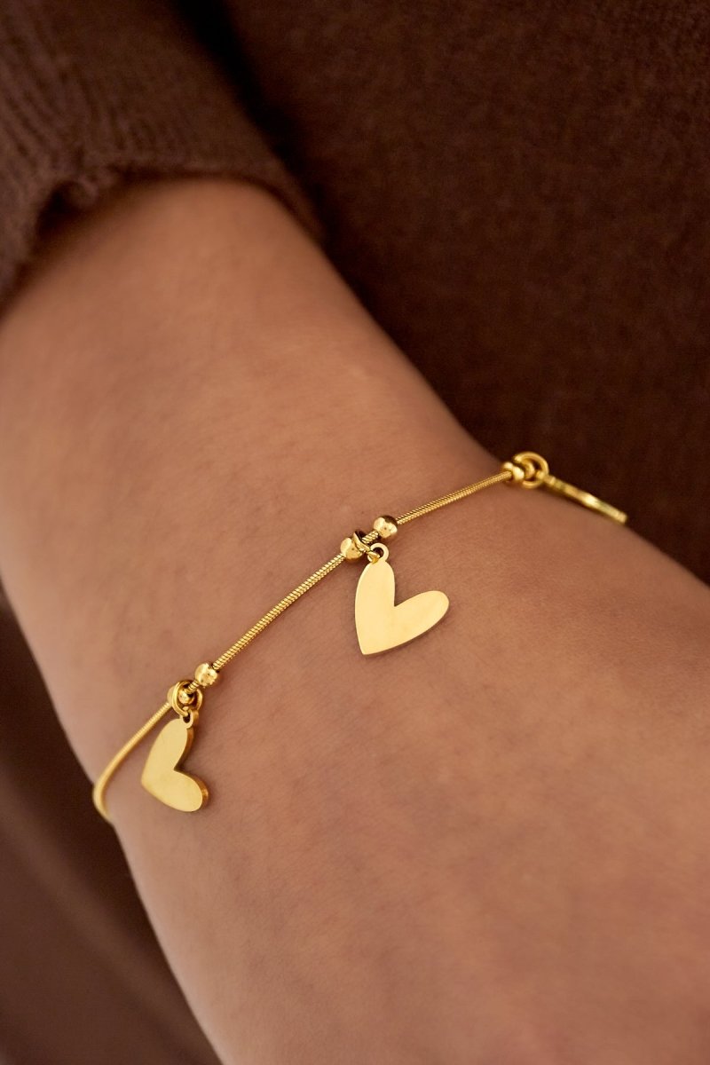 Triple Heart Charm Bracelet - 2 kleurenRojaluxe