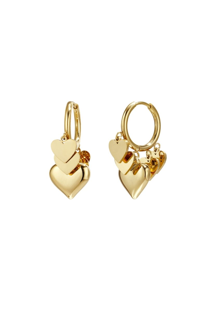 Triple Heart Charm Hoops - 2 kleurenRojaluxe