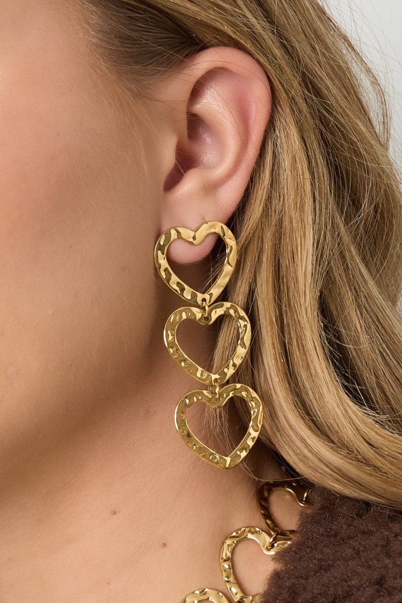 Triple Heart Drop Earrings - 2 kleurenRojaluxe