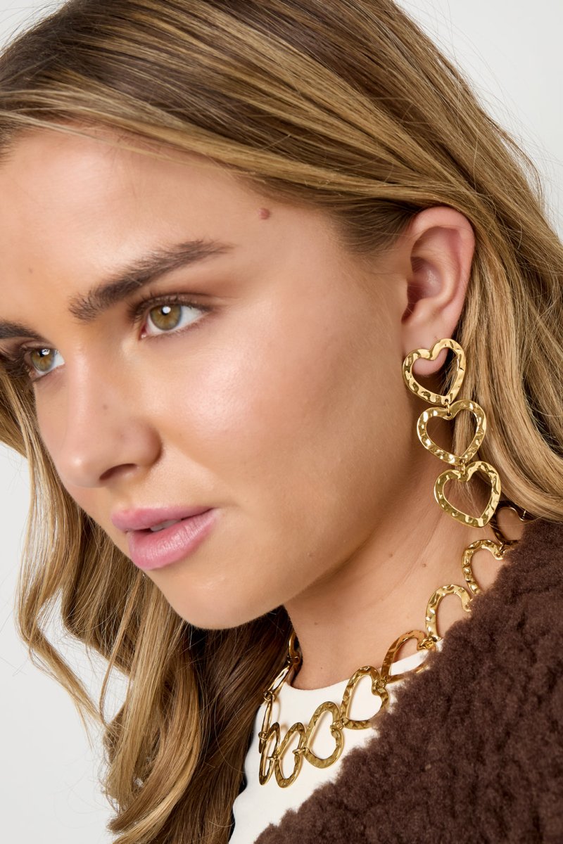 Triple Heart Drop Earrings - 2 kleurenRojaluxe
