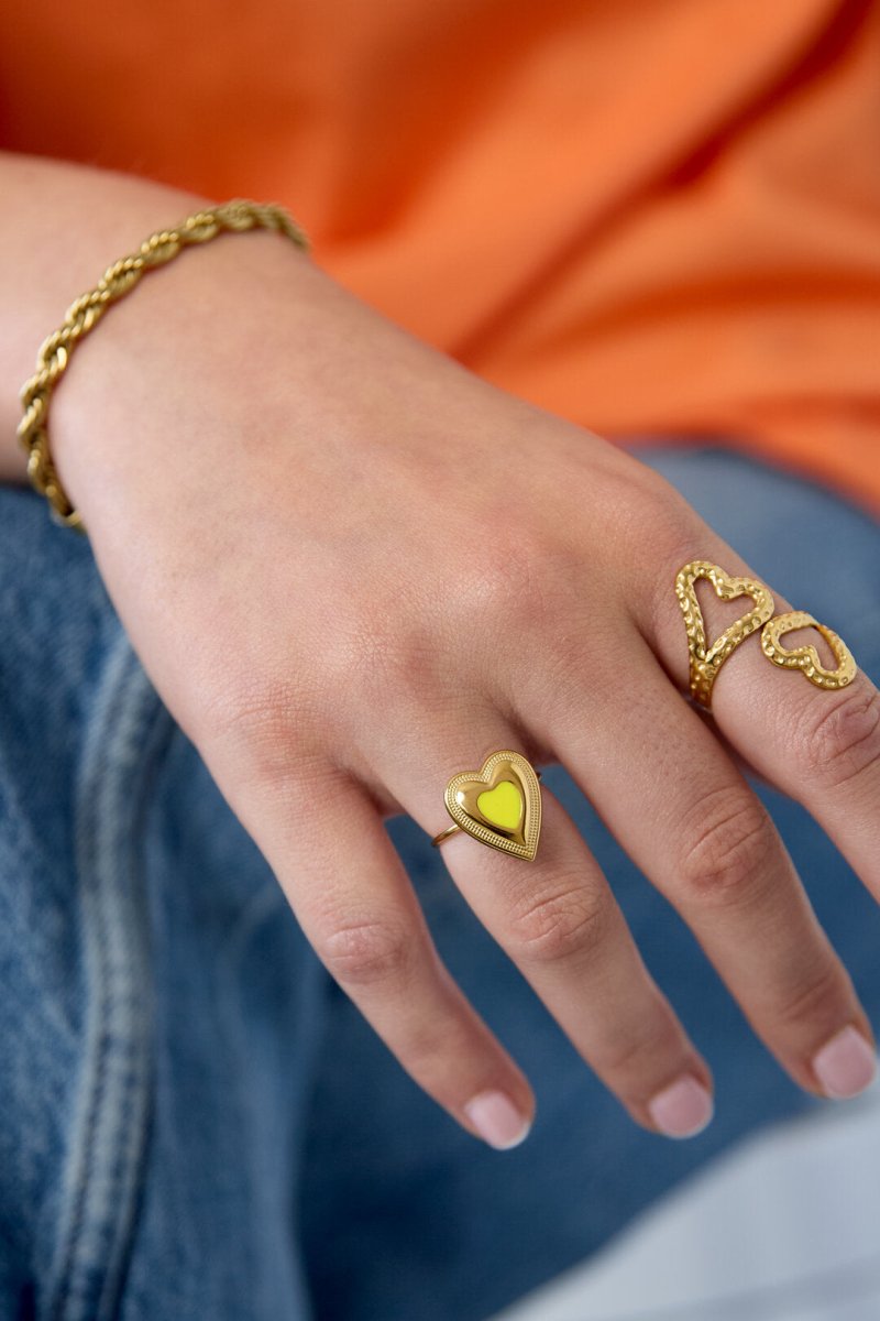 Verstelbare statement ring met gekleurd hartRojaluxe