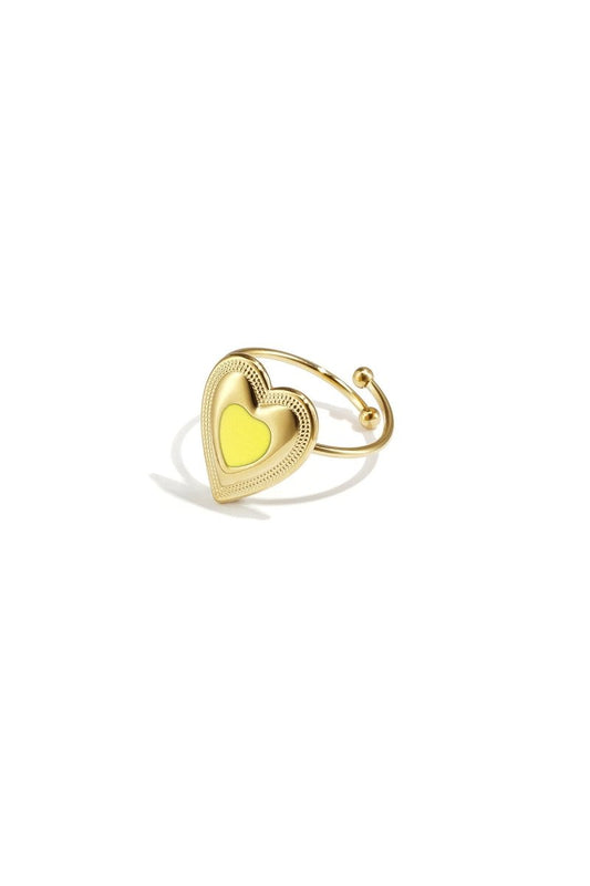 Verstelbare statement ring met gekleurd hartRojaluxe