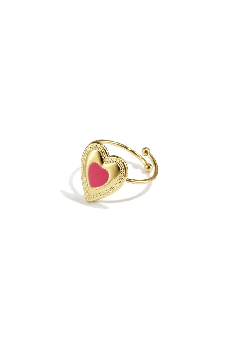 Verstelbare statement ring met gekleurd hartRojaluxe